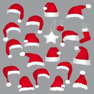 Santa caps and christmas decorations