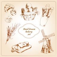 Bakery hand drawn icons set