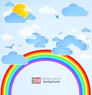 Sky background with rainbow Vector