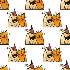 Cartoon cat and dog seamless pattern