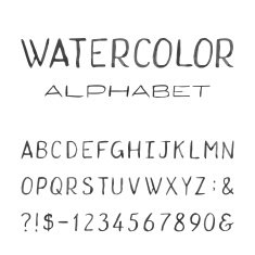 Watercolor Alphabet Painted Vector Font
