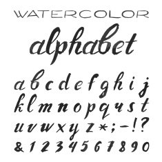 Watercolor Alphabet Painted Vector Font N2