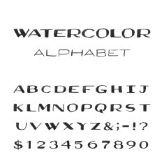Watercolor Alphabet Painted Vector Font N4