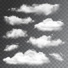 Set of transparent realistic clouds Vector illustration