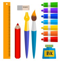 set of tools and materials for drawing N2