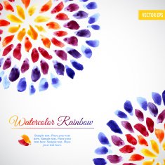 Watercolor template colorful rainbow brushstrokes