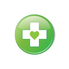 Vector glossy green round heart button