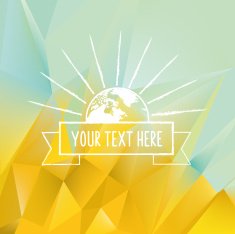 abstract gold-blue polygonal background with planet symbol N2