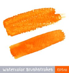 Set of Orange Watercolor Brush Strokes