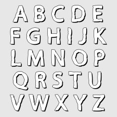 Complete set of white bloated alphabet letters N2