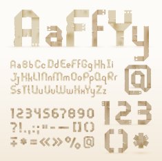 Vintage old paper origami alphabet
