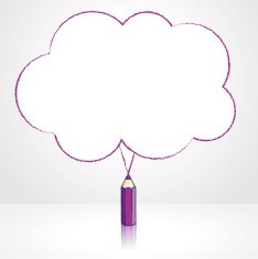 Purple Pencil Drawing Fluffy Cloud Speech Balloon N2