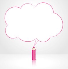 Pink Pencil Drawing Fluffy Cloud Speech Balloon N2