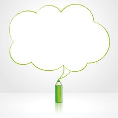 Green Pencil Drawing Fluffy Cloud Speech Balloon N2