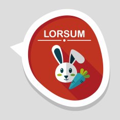 Pet rabbit flat icon with long shadow eps10 N6