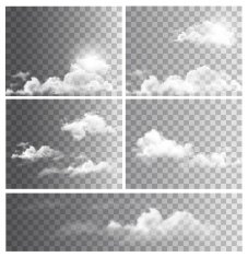 Set of backgrounds with transparent different clouds Vector