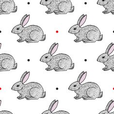 Hand drawn sketch style hares seamless pattern N2