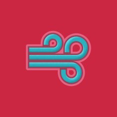Lienar Flat Stroke Wind Icon