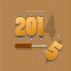 Number year 2015 with wooden background Vector background N2