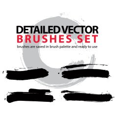 Set of highly detailed vector brush strokes strokes