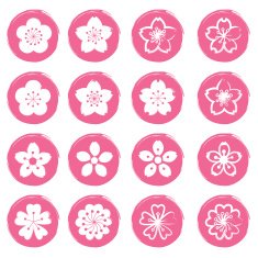 Cherry Blossoms or Sakura flowers Icons Set N2