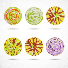 6 circles made with paint brush and squeeze bottle N5