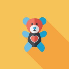 Valentine's day present bear flat icon with long shadow eps10 N6