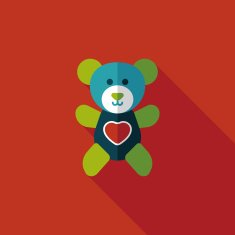 Valentine's day present bear flat icon with long shadow eps10 N7