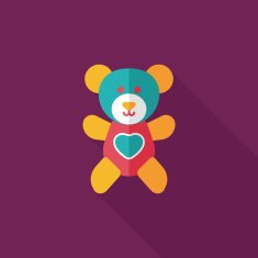 Valentine's day present bear flat icon with long shadow eps10 N8
