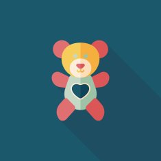Valentine's day present bear flat icon with long shadow eps10 N9