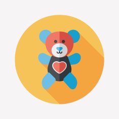 Valentine's day present bear flat icon with long shadow eps10 N10