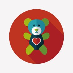 Valentine's day present bear flat icon with long shadow eps10 N11