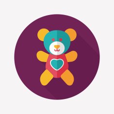 Valentine's day present bear flat icon with long shadow eps10 N12