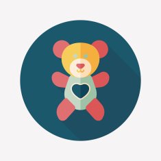 Valentine's day present bear flat icon with long shadow eps10 N13