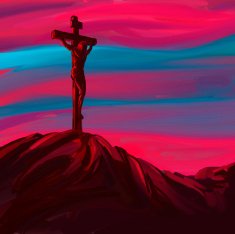 Jesus Christ Crucifiction vector illustration painted