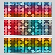 Set of vector colorful banners for design polygons