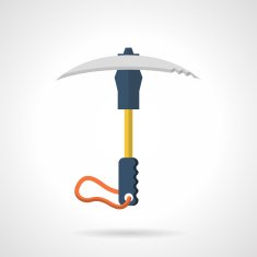 Colored ice axe flat icon