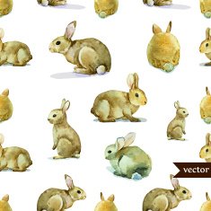 rabbit hare pattern watercolor N2