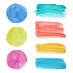 Vector collection of watercolor circular spots and smears
