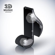 Trendy slim musical note 3d modern style icon isolated