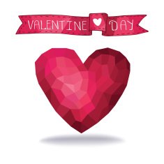 Abstract polygons pink heart with ribbon eps N2