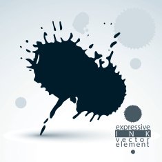 Vector black ink splash dirty graphic art element scanned N2