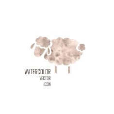 Silhouette of sheep on a white background N2