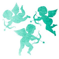 watercolor silhouette of an angel watercolor painting on white background N32