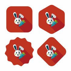 Pet rabbit flat icon with long shadow eps10 N14