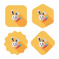Pet rabbit flat icon with long shadow eps10 N15