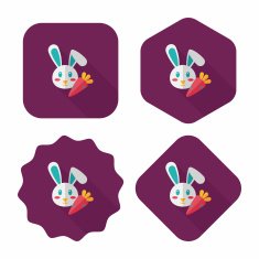 Pet rabbit flat icon with long shadow eps10 N16