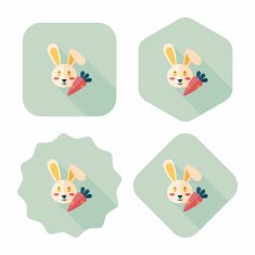 Pet rabbit flat icon with long shadow eps10 N17