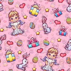 Vector seamless pattern of cartoon Easter elements N3