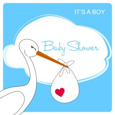 stork is carrying a baby! the announcement on fluffy cloud N2